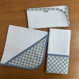 Kit Fraldas de Boca 3 Peças - Xadrez Azul