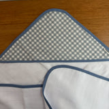 Toalha Fralda de Banho com Capuz Premium - Xadrez Azul