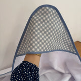 Toalha Fralda de Banho com Capuz Premium - Xadrez Azul