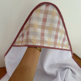 Toalha Fralda de Banho com Capuz Premium - Xadrez Rosê Old