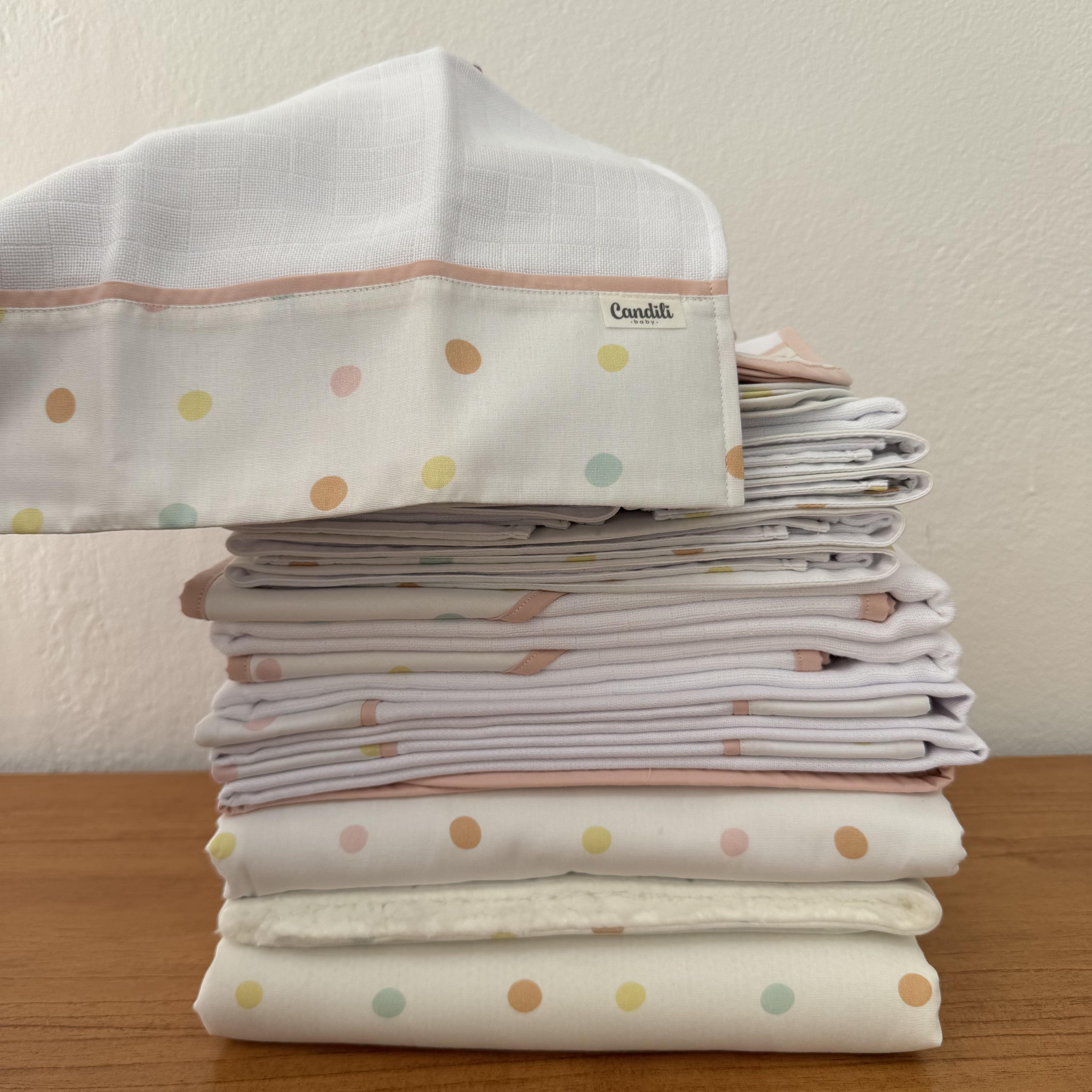 Kit Maternidade 20 peças - Bolinhas Rosas