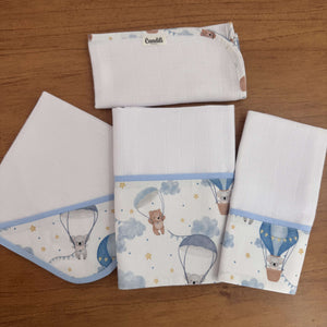 Kit Enxoval Encanto 4 Peças – Balões e Paraquedas Azul