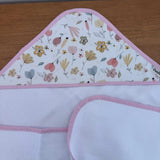 Toalha de Banho Bebê Fralda com Capuz Premium 100% Algodão - Floral