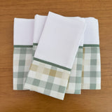 Kit Passeio 3 Peças: Fralda de Boca, Fralda de Ombro e Fralda Multiuso - Xadrez Verde