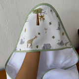 Toalha de Banho Bebê Fralda com Capuz Premium 100% Algodão - Safari Banho de Sol