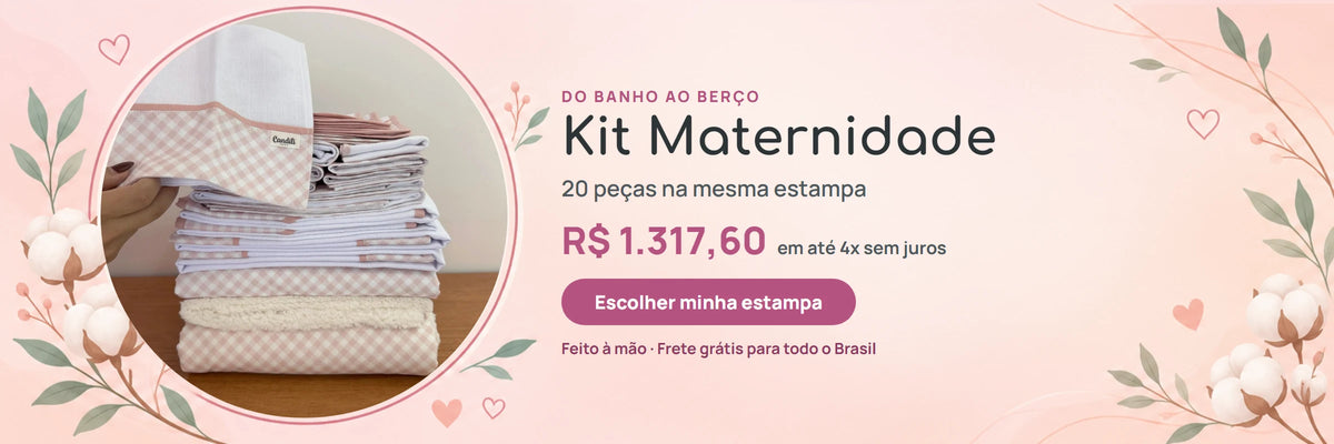 Kit Maternidade: do banho ao berço, 20 peças na mesma estampa. Feito à mão, frete grátis para todo o Brasil, R$ 1.317,60 em até 4x sem juros